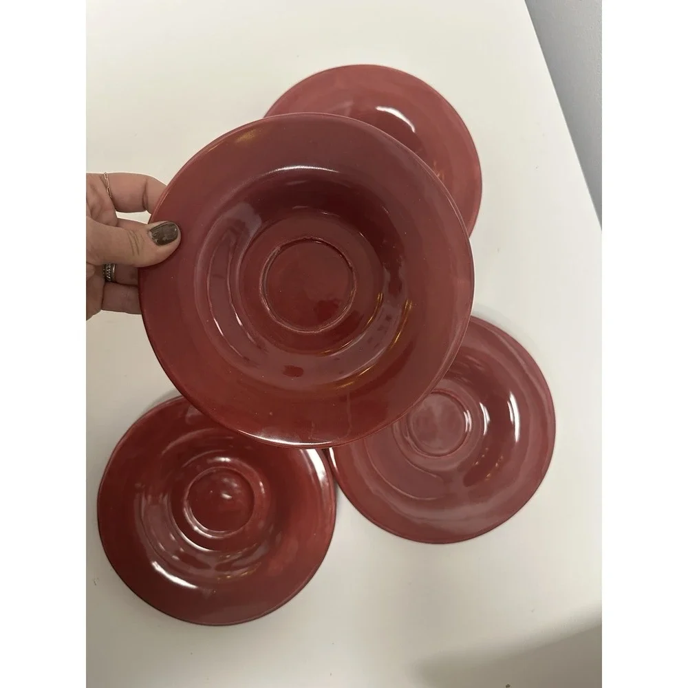Pottery‎ Barn Sausalito Small Side Plate Lot of 4 burgundy 7.25